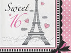 Party In Paris Sweet 16 Lunch Napkins - SKU:661184 - UPC:039938194819 - Party Expo