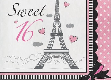 Party In Paris Sweet 16 Lunch Napkins - SKU:661184 - UPC:039938194819 - Party Expo