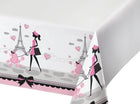 Party In Paris Table Cover Plastic Border Print 54