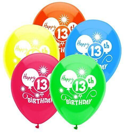 PartyMate - 12" 13th Birthday Latex Balloons (8ct) - SKU:24630 - UPC:071444246309 - Party Expo