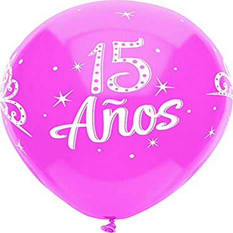 PartyMate - 12" 15 Anos Latex Balloons (6ct) - SKU:42863 - UPC:071444428637 - Party Expo