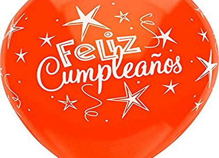 PartyMate - 12" Feliz Cumpleanos Latex Balloons (8ct) - SKU:42861 - UPC:071444428613 - Party Expo