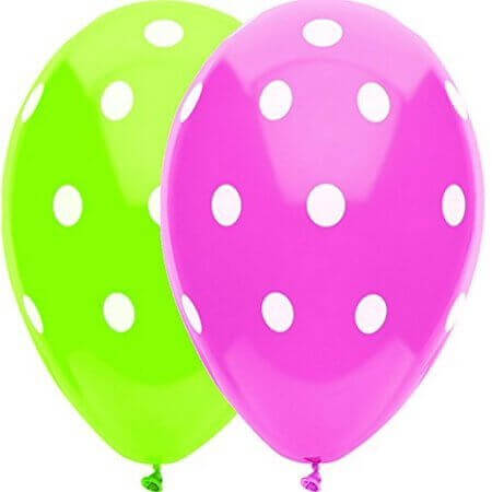 PartyMate - 12" Printed Dots Latex Balloons - Multicolors (6ct) - SKU:39357 - UPC:071444393577 - Party Expo