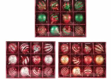 Patterned Christmas Ornament Set in Box (12pcs) - SKU:BOV254 - UPC:677916869221 - Party Expo