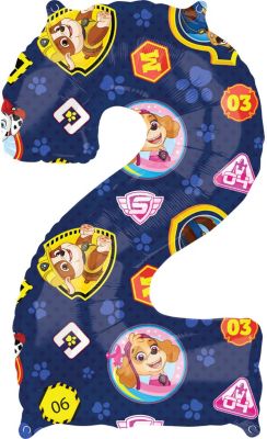 Paw Patrol - 26" Number '2' Blue Mylar Balloon - SKU:104494 - UPC:026635421362 - Party Expo