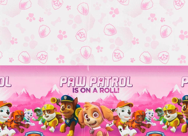 Paw Patrol - Pink Plastic Tablecover - SKU:571665 - UPC:013051674700 - Party Expo