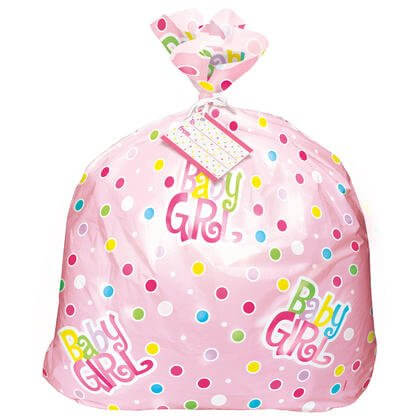 Baby Shower - Pink Dot Jumbo Plastic Bag - SKU:61865 - UPC:011179618651 - Party Expo