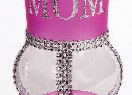 Pink Glass Goblet with Silver Mom - SKU:78026 - UPC:721773780264 - Party Expo