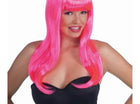 Pink Neon Long Wig - One Size - SKU:68222 - UPC:721773682223 - Party Expo