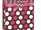 Pink Polka Dot Bow Gift Bag - SKU:64445 - UPC:011179644452 - Party Expo