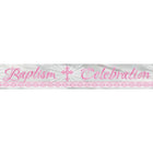 Pink Radiant Cross Baptism Foil Banner - 12ft. - SKU:43805 - UPC:011179438051 - Party Expo