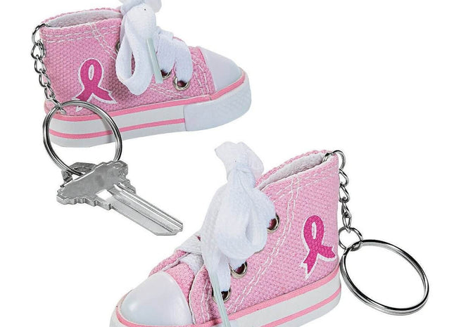 Pink Ribbon Sneaker Key Chain - SKU:3L13657933 - UPC:886102936047 - Party Expo