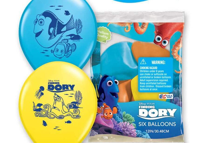 Pioneer - 12" Finding Dory Latex Balloons - Multicolor (6ct) - SKU:44893 - UPC:071444448932 - Party Expo