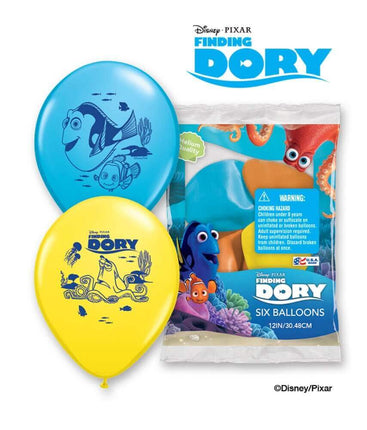 Pioneer - 12" Finding Dory Latex Balloons - Multicolor (6ct) - SKU:44893 - UPC:071444448932 - Party Expo