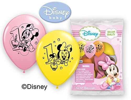 Pioneer - 12" Minnie Mouse 1st Birthday Latex Balloons (6ct) - SKU:30848 - UPC:071444308489 - Party Expo