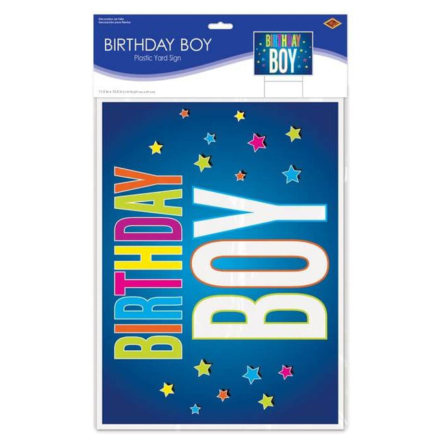 Plastic Birthday Boy Yard Sign - SKU:53891 - UPC:034689210573 - Party Expo
