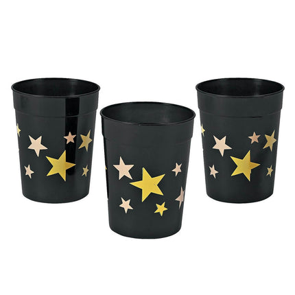 Plastic Gold Star Tumbler Glasses - SKU:5P-3/3249 - UPC:886102236079 - Party Expo
