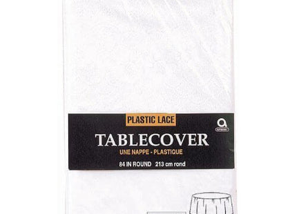 Plastic Lace Table cover - White - SKU:770030 - UPC:048419480709 - Party Expo