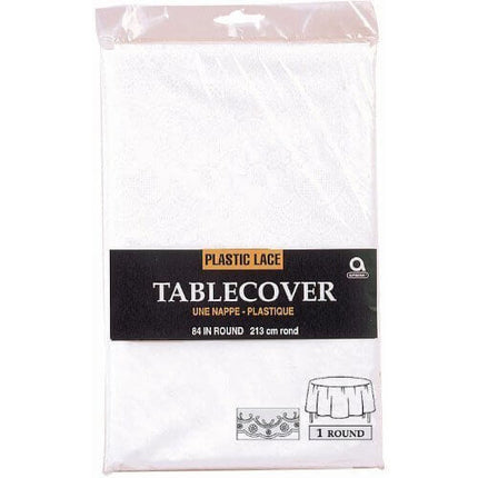 Plastic Lace Table cover - White - SKU:770030 - UPC:048419480709 - Party Expo