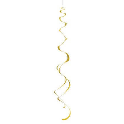 Plastic Swirl Hanging Decorations - Gold (8ct) - SKU:63283 - UPC:011179632831 - Party Expo