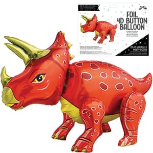 Playful Triceratops Dinosaur Red 4D Button Air Inflate - Party Expo
