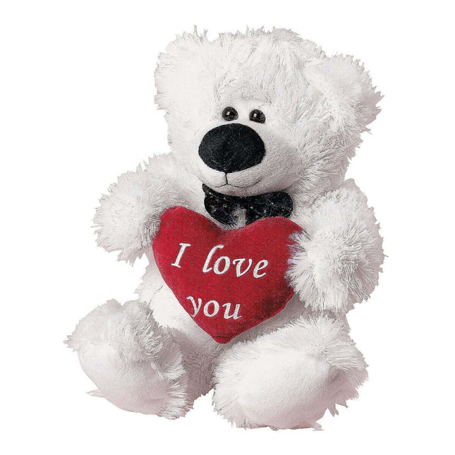 Plush White Bear with I Love You Heart - SKU: - UPC:887600304345 - Party Expo