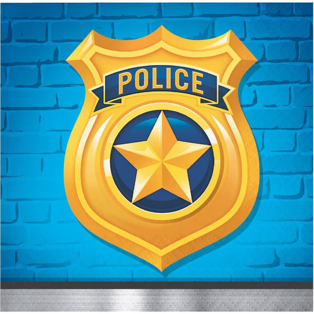 Police Party Paper Beverage Napkins (16ct) - SKU:329384 - UPC:039938474683 - Party Expo