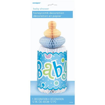 Baby Shower - Blue Polka Dot Honeycomb Bottle - SKU:61720 - UPC:011179617203 - Party Expo
