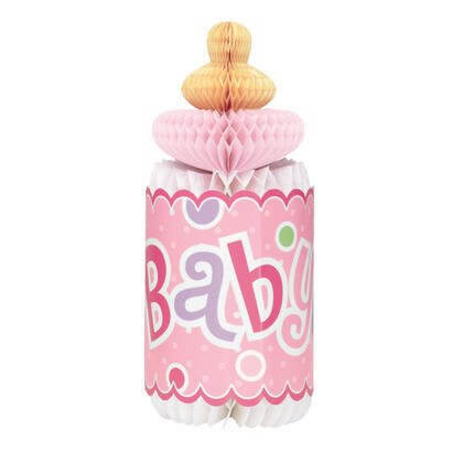 Baby Shower - Pink Polka Dot Honeycomb Bottle - SKU:61721 - UPC:011179617210 - Party Expo