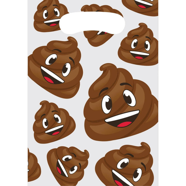 Poop Emoji Favor Bags (8ct) - SKU:329370 - UPC:039938475710 - Party Expo