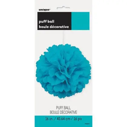 16" Puff Ball Decoration - Teal Party Expo  