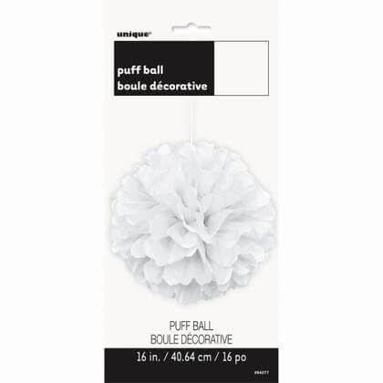 Puff Decor 16" White - SKU:64277 - UPC:011179642779 - Party Expo