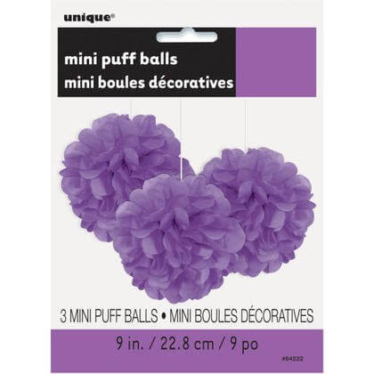 Puff Tissue Dec 9" Purple - 3 count - SKU:64222 - UPC:011179642229 - Party Expo