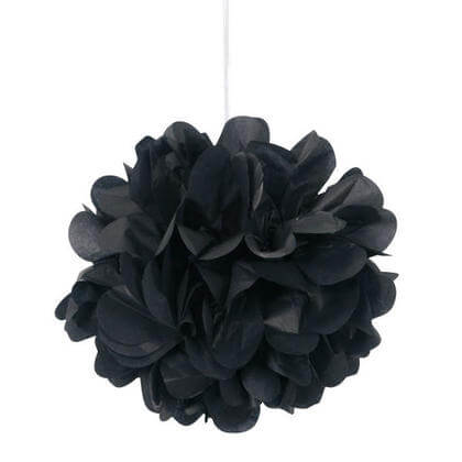Puff Tissue Decoration 9" Black 3 count - SKU:64220 - UPC:011179642205 - Party Expo