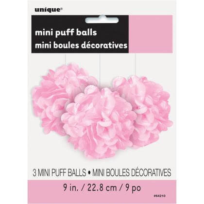 Puff Tissue Decoration 9" Lovely Pink - 3 count - SKU:64210 - UPC:011179642106 - Party Expo