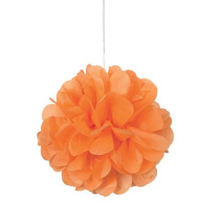 Puff Tissue Decoration 9" Orange - 3 count - SKU:64212 - UPC:011179642120 - Party Expo