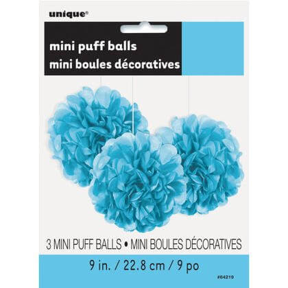 9" Puff Tissue Decoration - Powder Blue (3ct) - SKU:64219 - UPC:011179642199 - Party Expo