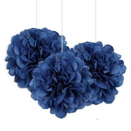 Puff Tissue Decoration 9" Royal Blue - 3 count - SKU:64213 - UPC:011179642137 - Party Expo