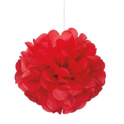 Puff Tissue Decoration 9" Ruby Red - 3 count - SKU:64215 - UPC:011179642151 - Party Expo