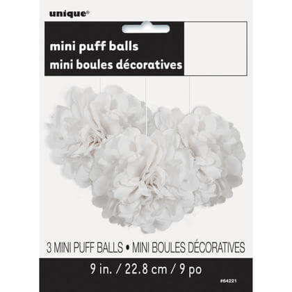 Puff Tissue Decoration 9" White - 3 count - SKU:64221 - UPC:011179642212 - Party Expo