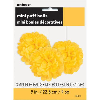 Puff Tissue Decoration 9" Yellow - 3 count - SKU:64211 - UPC:011179642113 - Party Expo