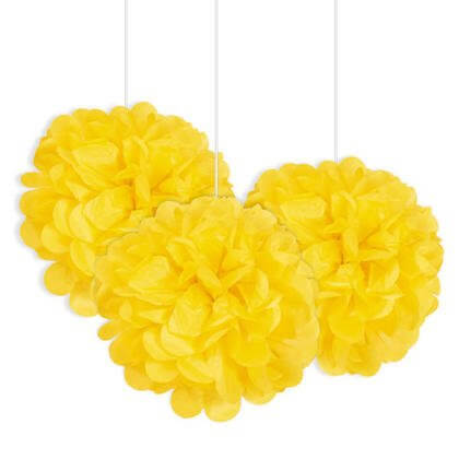 Puff Tissue Decoration 9" Yellow - 3 count - SKU:64211 - UPC:011179642113 - Party Expo