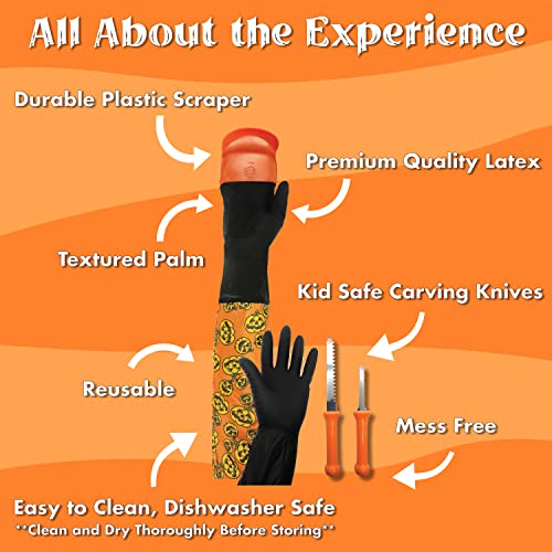 Pumpkin Glove Scraper Cleaning & Carving Kit - Adult & Kid - SKU: - UPC:195893671908 - Party Expo