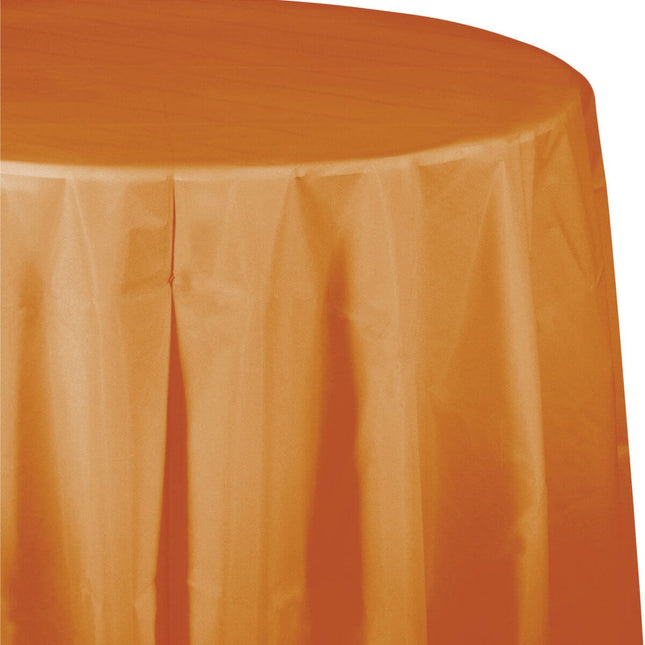Pumpkin Spice Octagon Round Plastic Tablecover - SKU:323379 - UPC:039938402228 - Party Expo
