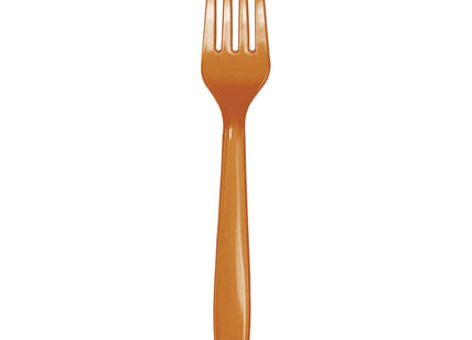 Pumpkin Spice Plastic Forks - SKU:323397 - UPC:039938402402 - Party Expo