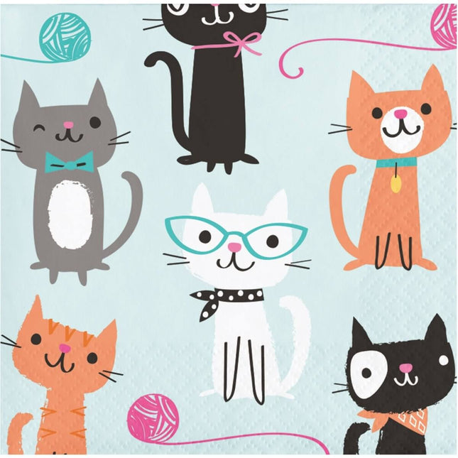 Purr-Fect Party Beverage Napkins - SKU:328592 - UPC:039938466916 - Party Expo