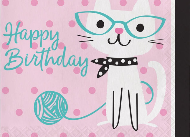 Purr-Fect Party Happy Birthday Lunch Napkins - SKU:328593 - UPC:039938466923 - Party Expo
