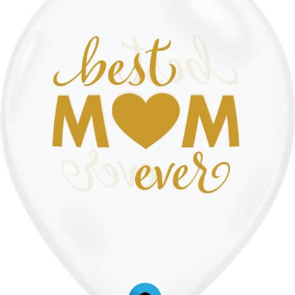 Qualatex - 11" Best Mom Ever Diamond Clear Latex Balloons - SKU:98542 - UPC:071444985420 - Party Expo