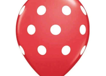 Qualatex - 11" Big Polka Dots Latex Red Balloons (50ct) - SKU:56223 - UPC:071444372084 - Party Expo