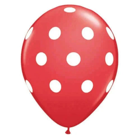 Qualatex - 11" Big Polka Dots Latex Red Balloons (50ct) - SKU:56223 - UPC:071444372084 - Party Expo